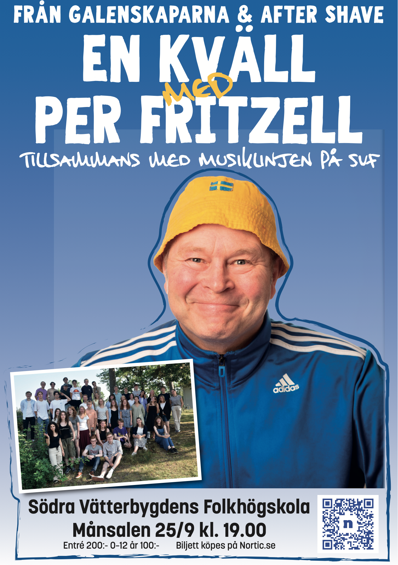 Affisch för konsert med Per Fritzell och musiklinjen på Svf